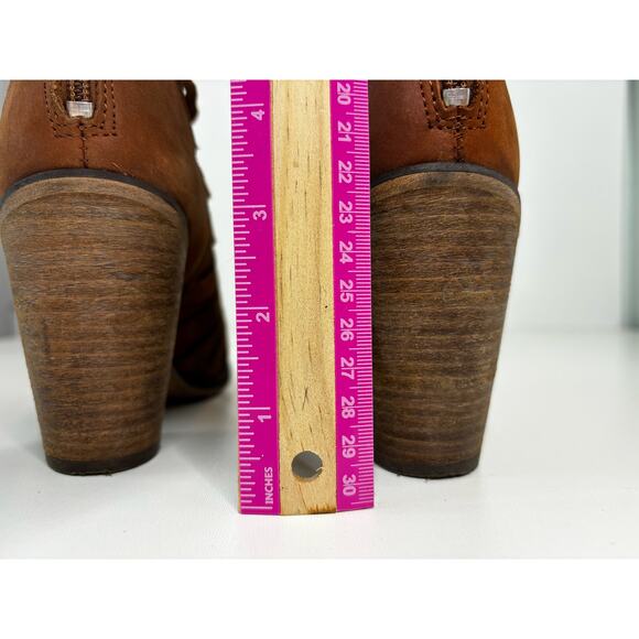 Free People Hybrid Strappy Stacked Heel Leather Ankle Boots Brown 41, 10 - Picture 5 of 9